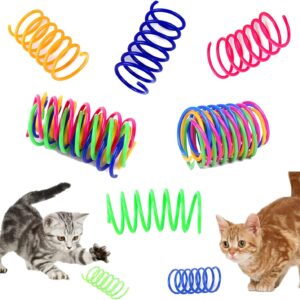 Petnice 12 Pcs Cat Colorful Springs Toys, Cat Creative Toys for Kittens, BPA Free Durable Heavy Plastic Interactive Toys to Kill Time and Keep Fit for Swatting, Biting, Hunting Kitten Toys