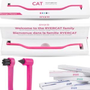 RYERCAT Dual Sided Cat Toothbrush - Kitten Toothbrush with Micro Head to fit into Cat/Kittens Mouth - Cat Dental Care Supplies - Pet Toothbrush for Cats (Flamingo Pink)