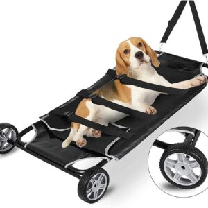 SHENXIAOMING Folding Animal Pet Stretcher, Kitten Puppy Rescue Stretcher Cart Pet Rescue Cart Trolley with 2 Wheels for Dog And Other Animal, Pet Supplies