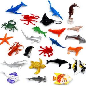 Sea Animals Toys for Kids, 24 Pcs Sea Creatures Toys for Children, Realistic Animal Sea Life Figures Under The Sea toys Bath Toys Educational Animal Learning Toys for Child