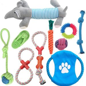 Speedy Panther 10Pcs Dog Rope Toys for Large Dogs, Dog Squeaky Doys From 8 Weeks Small Dog, Puppy Teething Chew Toys Natural Cotton Dog Tug Toys for Small Mediuem Large Dogs