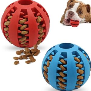 Speedy Panther 2Pcs Dog Treat Dispenser Ball Toy Interactive Dog Toys for Boredom Teeth Cleaning Chew Toy Rubber Ball for Puppy Small Dogs (S)