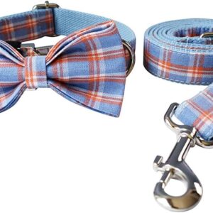 TJLSS Plaid Dog Collar Designer Personalized Quick Release Dog Collar with Bowtie Metal Buckle Durable Collar for Dogs Pet Accessories (Color : D, Size : Small)