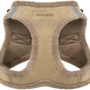 Voyager Step-in Plush Dog Harness - Soft Plush Step In Vest Harness for Small and Medium Dogs by Best Pet Supplies - Latte Suede, L (Chest 45.7-52.1 cm)