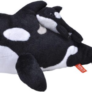 Wild Republic Mom and Baby Orca Whale, Stuffed Animal, 14 Inches, Gift for Kids, Plush Toy, Fill is Spun Recycled Water Bottles