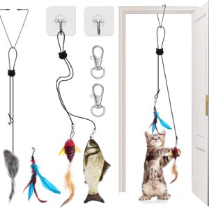 Zhenle 4pcs Interactive Cat Toy for Indoor Cats Kitten Toys Sets Mouse toy for Cats Feather Self Play Hanging Door Cat Toy Bouncing Fish for Exercising Eliminating Boredom