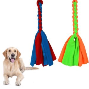ASOCEA 2 Pack Dog Fleece Rope Toy for Dog Chase and Tug Pet Interactive Cotton Chew Toy Dog Tether Lure Toy Dog Flirt Pole Replacement Toys to Outdoor Exercise Training for Small Medium Dog