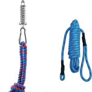 Spring Pole Dog Rope Toys, Interactive Dog Tug Toy with Dog Rope Toys and a Big Spring Pole Kit, for Small to Large Dogs, for Tug of War, Bite Training,Outdoor Hanging Exercise (blue)