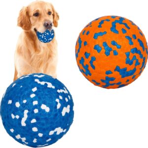 2 Pack Dog Ball Toys,Indestructible Dog Toys Balls,High Bounce Rubber Dog Balls,Durable Solid Interactive Ball,Resistant Teeth Training Dog Toys,for Small Medium Large Dog Puppy Water Jump Fetch Play