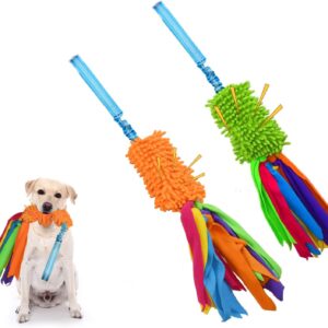 ASOCEA 2 Pack Dog Tug Toy Dogs Bungee Fleece Rope Toy Interactive Puppy Training Chew Toy Squeaky Tug of War Toys for Small Medium Large Dogs Chasing Exercising