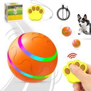 Interactive Dog Toys, Peppy Pet Wicked Ball Active Rolling Ball for Boredom Indoor Outdoor, Remote Control Self Moving Motion Activated Smart USB Rechargeable Spinning Dog Ball Toy