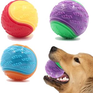 3Pcs Squeaky Dog Ball, Dog Toys Teeth Cleaning Puppy Chew Toys Pet Training Ball Dog Interactive Dog Ball