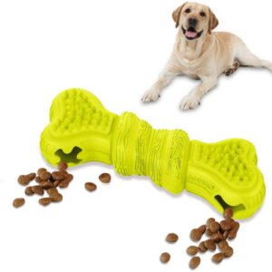 LaRoo Interactive Dog Toy, Pets Dog Snack Dispenser Interactive Dog Toy Dog Treat Dispensing Yummy Bone Feeder Toy Dog Chew Toy (16cm Bone Green)