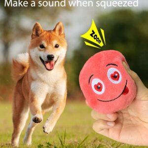 TONGKTAI Dog Toys, Soft Stuffed Plush Balls Pet Chew Squeake Toy, Interactive Fetch Play for Small Medium Pets (pink-red-yellow-green)