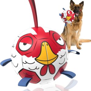 HETOO Dog Ball, Interactive Dog Football Toys with Grab Tabs, Durable Dog Balls for Large Breed Dog Water Toy Indoor & Outdoor