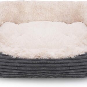 Rosewood Grey Jumbo Cord/Plush Oval Dog Bed, Small