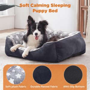 MIXJOY Medium Dog Bed Washable(64x53cm), Super Soft Cosy Dog Beds Grey Pet Bed, Premium Grey Rectangle Puppy Bed for Small Medium Large Dogs, Good for Labrador, Chihuahua, Springer Spaniel, etc