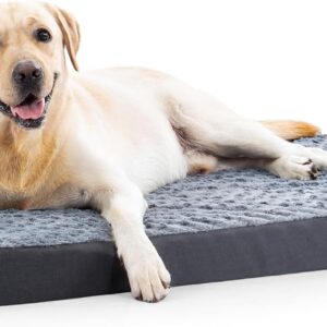 JOEJOY Dog Bed Medium Washable - Orthopedic Dog Beds Anti Slip Puppy Bed Dog Crate Mattress Waterproof Dog Bed Anti-Anxiety Dog Cushion Pillow For All Breeds, Grey, 76×51×8cm