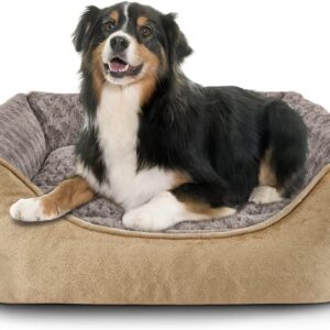 JOEJOY Dog Bed Extra Large - Washable Dog Bed Anti-Anxiety Dog Bed Rectangle Dog Beds with Soft Cosy Plush - Pet Bed for Large Dog, Beige