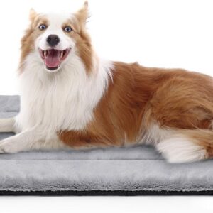 ZENGAOOU Dog Bed Washable, Large Dog Bed with Anti-Slip Bottom, Soft Warm Pet Dog Crate Mattress for Medium Large Dogs, Grey, 90 x 60CM