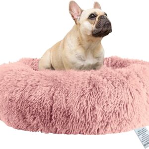 OKPOW Donut Dog Bed,50cm Calming Anti Anxiety Small Dog Beds,Washable Soft Warm Plush Fleece Fluffy Soothing Cat Pet Cushion,Round Orthopedic Relief Improved Sleeping Non Slip Bottom Kitten Bed