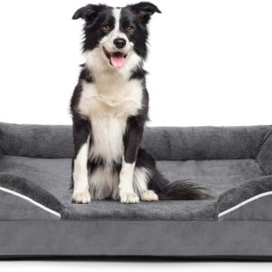 Afoddon Orthopedic Dog Bed for Large dogs, Thick Egg-Crate Bolster Dog Sofa Couch Bed with Removable Washable Cover and Nonskid Bottom Pet Sofa beds for Comfortable Sleep