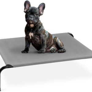 Navaris Raised Dog Bed - Cooling Elevated Bed for Medium or Large Dogs up to 25kg - Cool Portable Large Pet Bed with Metal Frame and Polyester Fabric