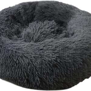 pet wiz Soft Calming Donut Bed - Premium Quality For Dogs & Cats - Anxiety Relief - 50cm, 80cm, 100cm - 6 Colours Available (100cm, Dark Grey)