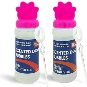 2x Blowing Bubbles that contains Oil Refill for Pet Interactive Play with Toy Blower equipment