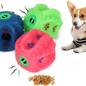 3Pcs Dog Giggle Ball, Dog Balls with Sound for Small, Medium Dog Active Ball Interactive Dog Chew Toy Rubber Squeaky Rolling Balls Puppy Bouncy Fetch Ball for Boredom Dog Teeth Cleaning Ball