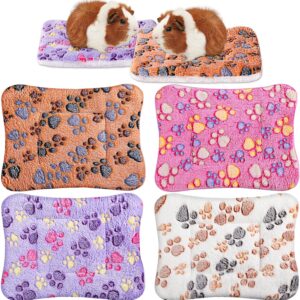 4 Pack Ultra Soft Dog Cat Bed Mat with Cute Prints Reversible Fleece Dog Crate Kennel Pad Cozy Washable Thickened Hamster Guinea Pig Bed Pet Bed Mat for Small Animals (Vivid Color, 12.6 x 9.8 Inches)