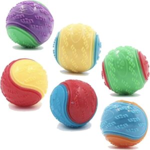 AYR 6Pcs Squeaky Dog Ball, Dog Toys Teeth Cleaning Puppy Chew Toys Pet Training Ball Dog Interactive Dog Bal