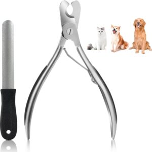 Adiwo Heavy Duty Dog Nail Trimmer, Professional Dog Nail Clippers with Nail File, Claw Care for Pets, Non-slip Handles, Sharp Blade Nail Scissors for Large Dogs/Thick Toenail Pets/Old Cat