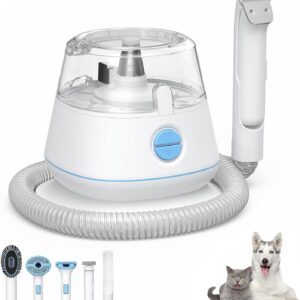 Aprafie Pet Grooming Vacuum，5-in-1 Pet Vacuum Kit for Dogs Cats. Pets Hair. Pets Vacuum Cleaner. Pets Grooming Kit，Vacuum Suction 99.99% Pet Hair. ABS Material，Quiet Pet Vacuum Groomer ​