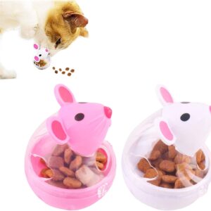 HUOXIG Cat Interactive Toy and Food Dispenser Treat Ball Cat Food Feeder Indoor Outdoor Cat Feeding Toys Transparent Mice Food Tumbler Pet interactive Toy Puzzle Play Toy Kids Toy -2PCS/Set