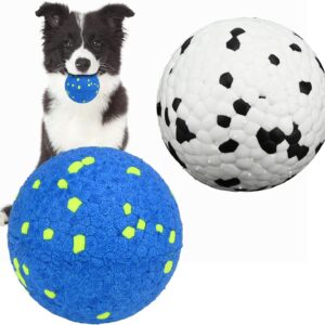 Jodsen 2Pack Dog Ball Toys Indestructible Dog Toys Balls Rubber Dog Balls Interactive Toy Teething Dog Balls Durable Solid Interactive Ball for Small Medium Large Dog(2 Pcs-Black+Blue)