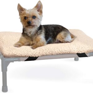 K&H PET PRODUCTS Original Microfleece Pad for Outdoor Raised Dog Bed, Portable and Washable Dog Cot Pad (Cot Sold Separately) - Tan Fleece Small 17 X 22 Inches