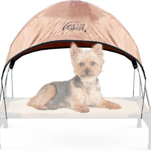 K&H Pet Products Pet Cot Shade Canopy for Elevated Outside Dog Beds, Dog Sun Umbrella Canopy for Dog Cots (Cots Sold Separately), Tan, Small 22 X 17 Inches