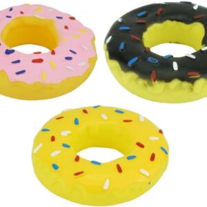 MNVD Dog Donut Toy Squeaky Doughnut Dog Toy Pet Squeak Chew Toy Interactive Cute Puppy Toy For Aggressive Chewers Durable Non-Toxic Washable Plush Pet Toy Assorted Colors 13cm (Pack Of 1)