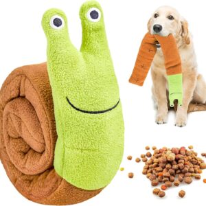 Nerissa Dog Puzzle Toys for Boredom, Squeaks Snail Interactive Dog Chew Toys Snuffle Toys for Puzzle Foraging Instinct Training, Interactive Plush teething Toys for Training and Reduce Stress