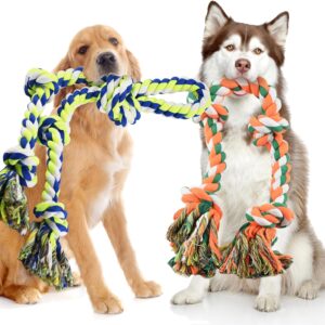 Ousiya 2-Pack Dog Rope Toys for Large Dogs, Indestructible Dog Rope for Aggressive Chewers, Dog Chew Rope Dog Tug of War Toys for Dogs Training & Teeth Cleaning