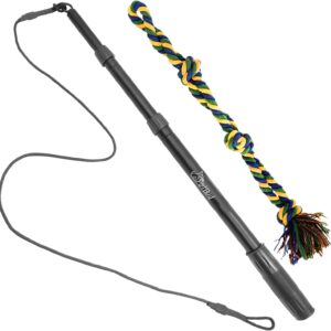 Petbud Flirt Pole Dogs Extra Strong UK | Heavy Duty Durable Flirt Stick Whip with Rope Tug Toy 100% Cotton | For All Large Medium Small Breeds | Outdoor Indoor Chaser Lure Training Equipment
