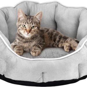 Queta Pet Bed for Cats and Small Medium Dogs Cuddler with Soft Cushion Round Nesting Cave Bed Pet Cat Bed for Cats and Small Dogs, 46 x 46 x 23 cm