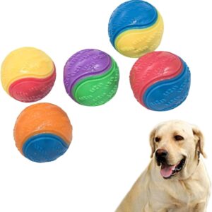 RED FOREST E-COMMERCE CO., LTD 5 Pack Squeaky Dog Ball, Interactive Dog Balls Indestructible Chew Toys for Pet Training, Teeth Cleaning for Dogs