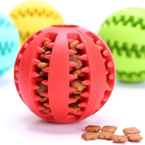 RFH Pets Treat Dispenser Dog ball helps with Dental Care and Tooth Hygiene / Helps Improve IQ and with Boredom / For tough chewers / Nontoxic, Red & Green