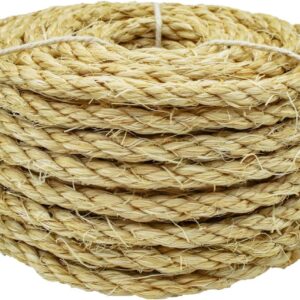 Sisal Rope for Cats, 6MM (30M/98FT) Natural Thick Hemp Rope for Repair Cat Scratching Post, Jute Rope Cat Tree Rope for Repair or Replace Cat Tree, Cat Tower, DIY Craft Rope, Home Decor (30M, Natural)