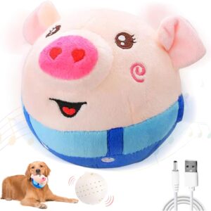 TOGETDREAM Active Moving Pet Plush Toy Interactive Dog Toys Electronic Talking Moving Dog Toy Shake Bounce Boredom Toys Washable Cartoon Pig Plush Dancing Dog Ball Bouncing Toy for Dog Pets Cats