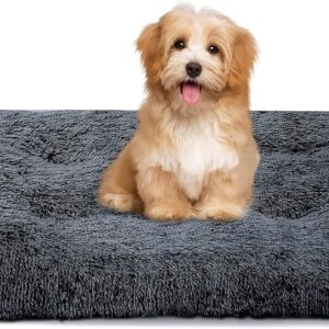 Tecageaon Dog Bed Mat,crate Pet Bed Mat Pad,Soft Plush Washable Dog Cage Bed,Anti Anxiety Comfortable Dog Cushion (S-65*50cm)