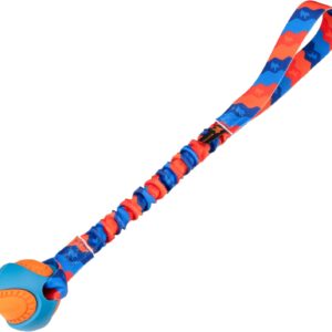 Tug-E-Nuff - PowerBall Bungee Tug | Shock Absorbing Bungee Handle | Durable Ball Toy for Dogs | Ideal for Interactive Dog Training and Dogs of all Ages | 43cm (17inches) in size