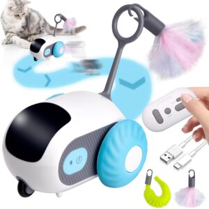 Vibbang Interactive Cat Toy with Remote Control, Turbo Tail 2.0 Cat Toy, Smart Car Electric Cat Toy, Cat Self-Happiness Toy, Electric Funny Cat Toy Remote Control Intelligent Dual Mode Rechargeable